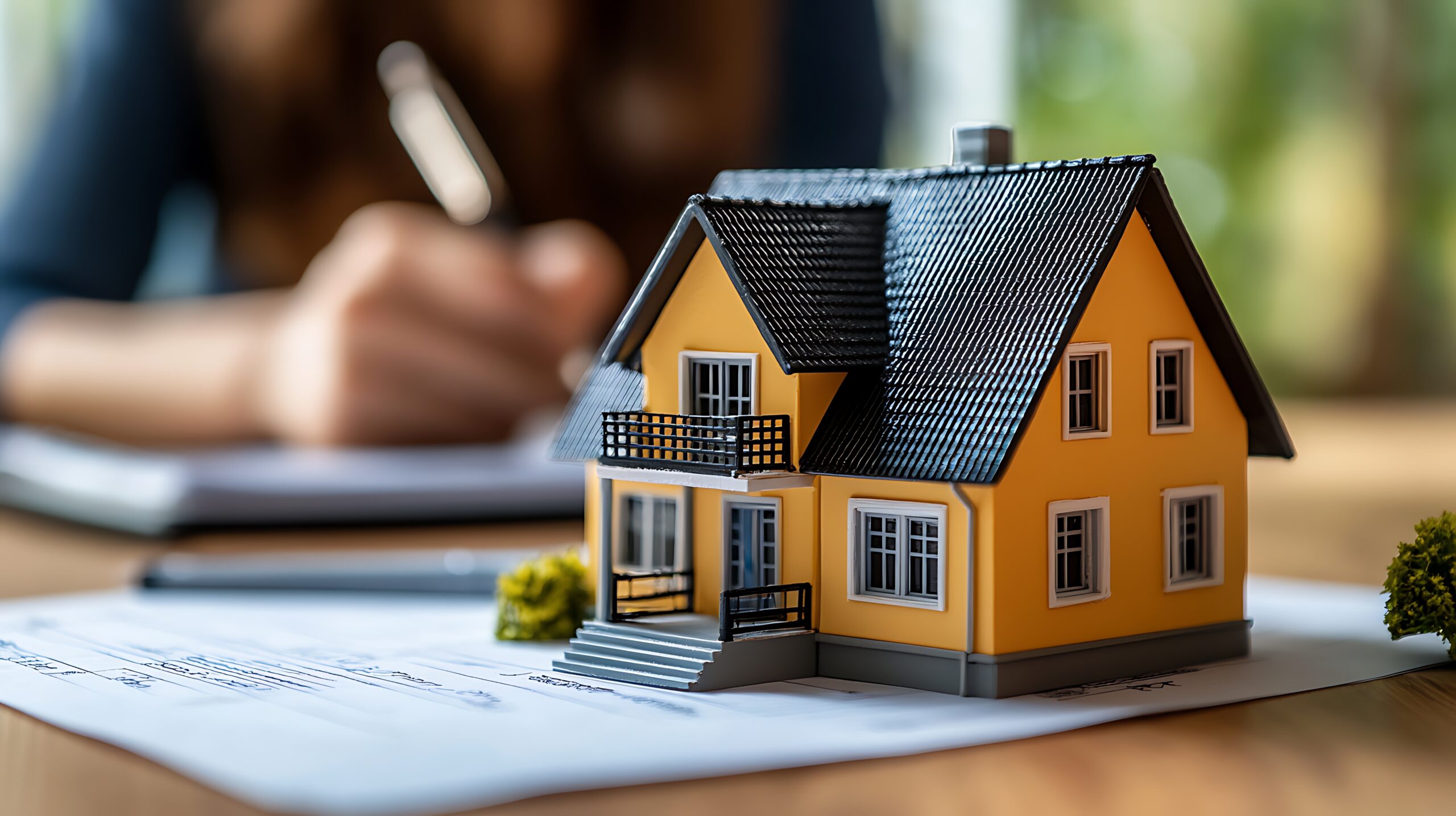 Woman signing home purchase documents