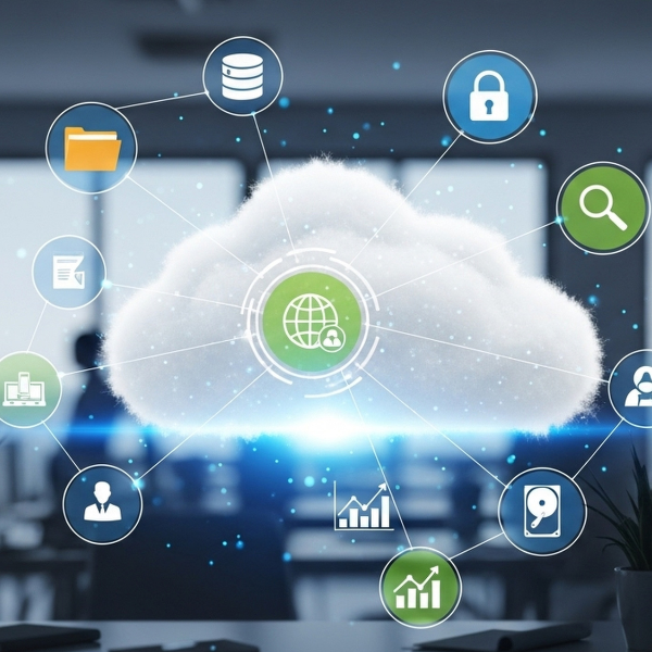 collaboration dans le cloud imagée par un vrai nuage